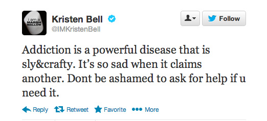 Kristen Bell's Reaction to Cory Monteith's Death